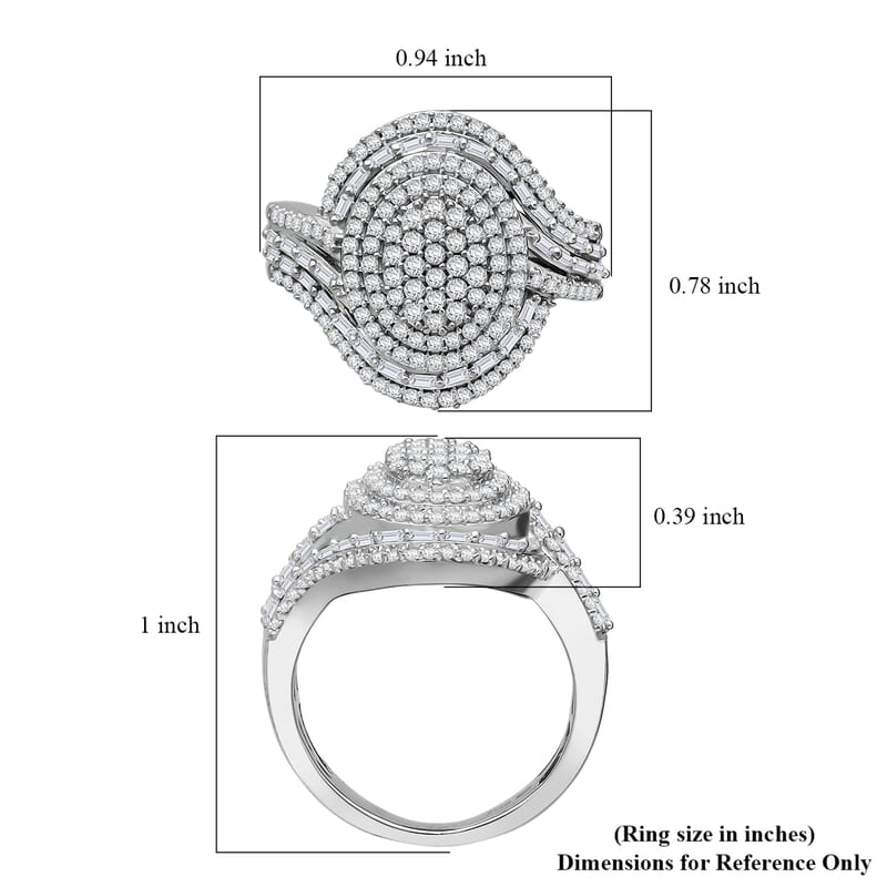 D'Joy Diamond Cocktail Ring in Rhodium Over Sterling Silver 1.00 ctw (Size 9.0)