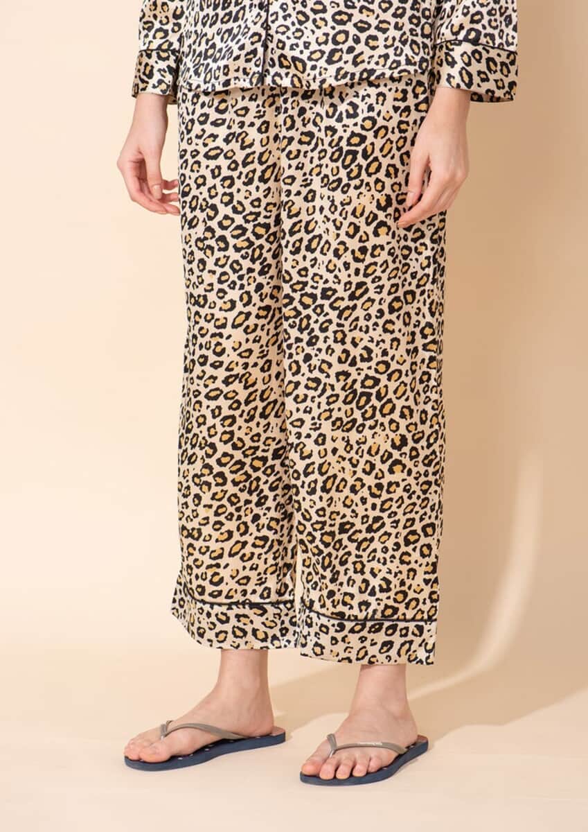 Tamsy Beige Leopard 100% Polyester Nightwear Set - 1X image number 4