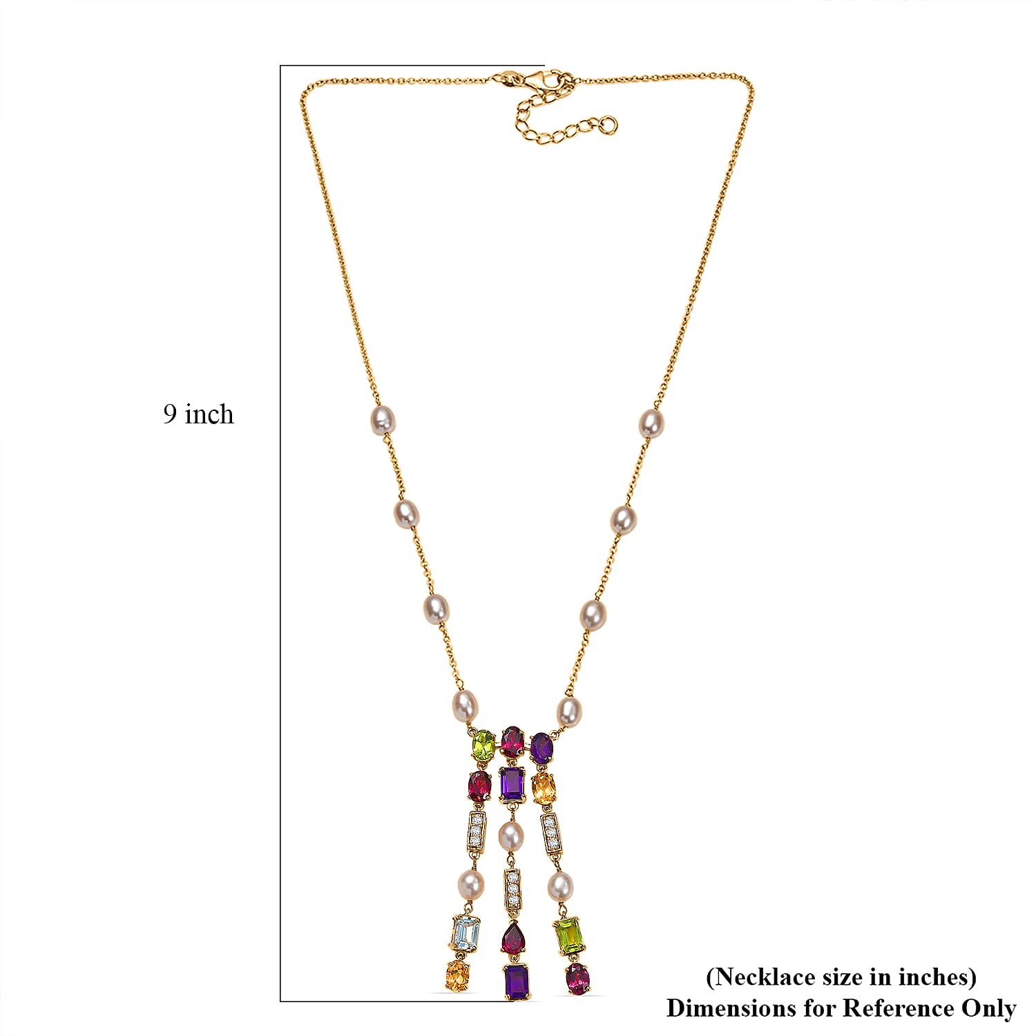 GP Royal Art Deco Collection Multi Gemstone Necklace in 18K Vermeil YG Over Sterling Silver 11.70 ctw (18-20 Inches)