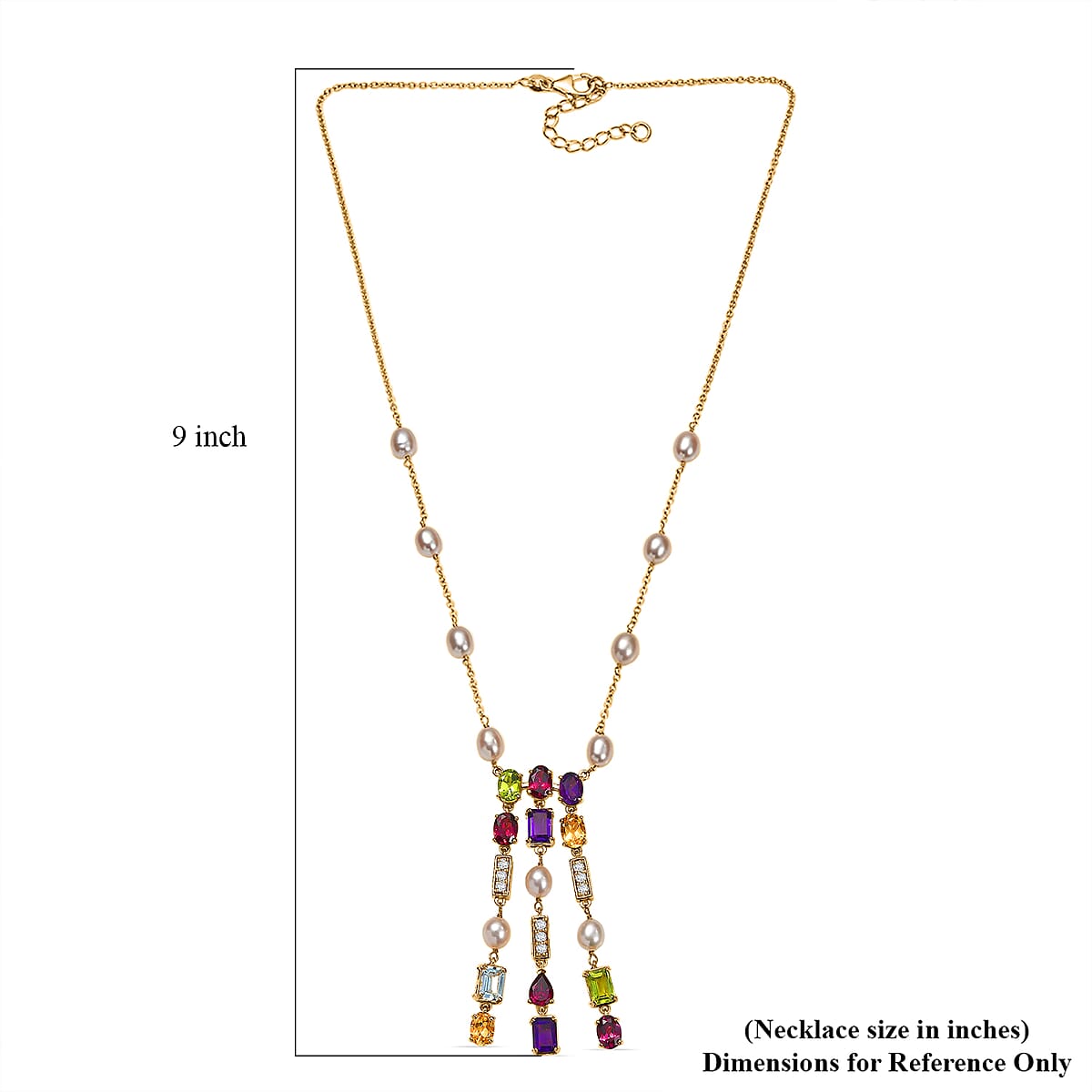 GP Royal Art Deco Collection Multi Gemstone 11.70 ctw Necklace in 18K Vermeil Yellow Gold Over Sterling Silver 18-20 Inches image number 6