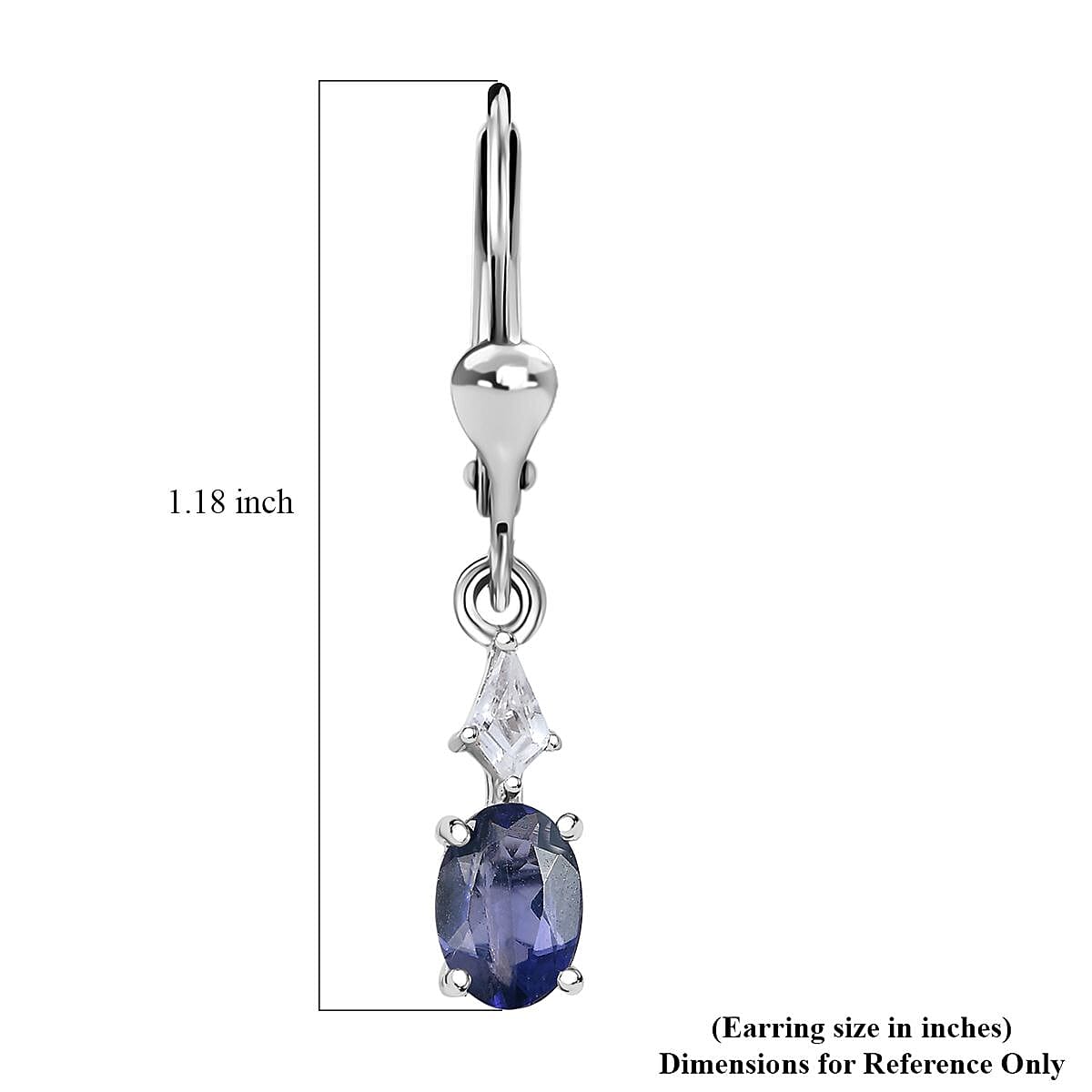 Doorbuster D'Joy Premium Catalina Iolite and White Zircon 1.70 ctw Crown Legacy Earrings in Rhodium Over Sterling Silver image number 5