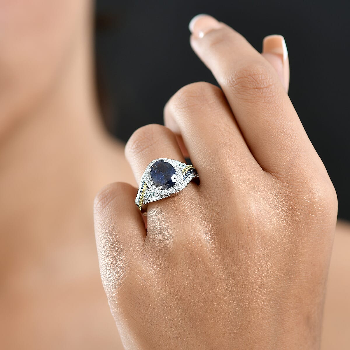 D'Joy Catalina Iolite, Multi Gemstones Regalia Ring in Rhodium Over Sterling Silver 3.60 ctw (Size 6.0) image number 2