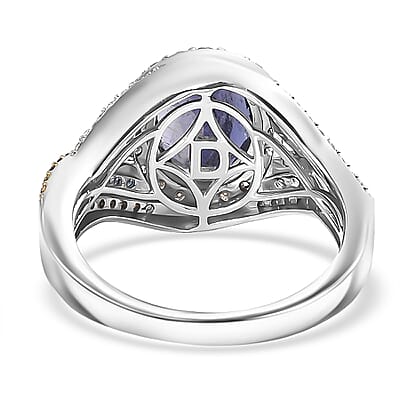 D'Joy Catalina Iolite, Multi Gemstones Regalia Ring in Rhodium Over Sterling Silver 3.60 ctw (Size 6.0)