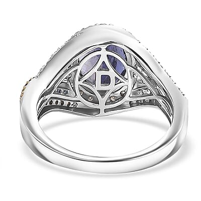 D'Joy Catalina Iolite, Multi Gemstones Ring in Rhodium Over Sterling Silver 3.60 ctw (Size 7.0)