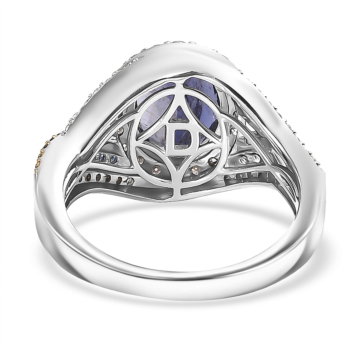 D'Joy Premium Catalina Iolite and Multi Gemstones 3.60 ctw Crown Regalia Ring in Rhodium Over Sterling Silver (Size 8.0) image number 4