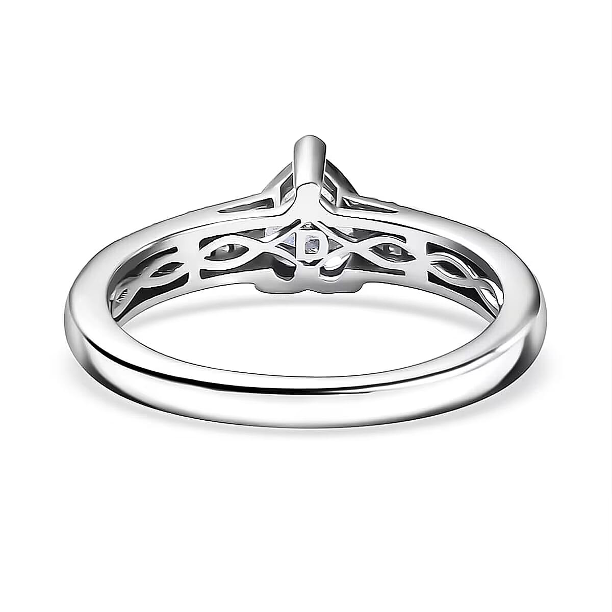 D'Joy Peacock Tanzanite, Moissanite Ring in Rhodium Over Sterling Silver (Size 10.0) 1.05 ctw image number 7