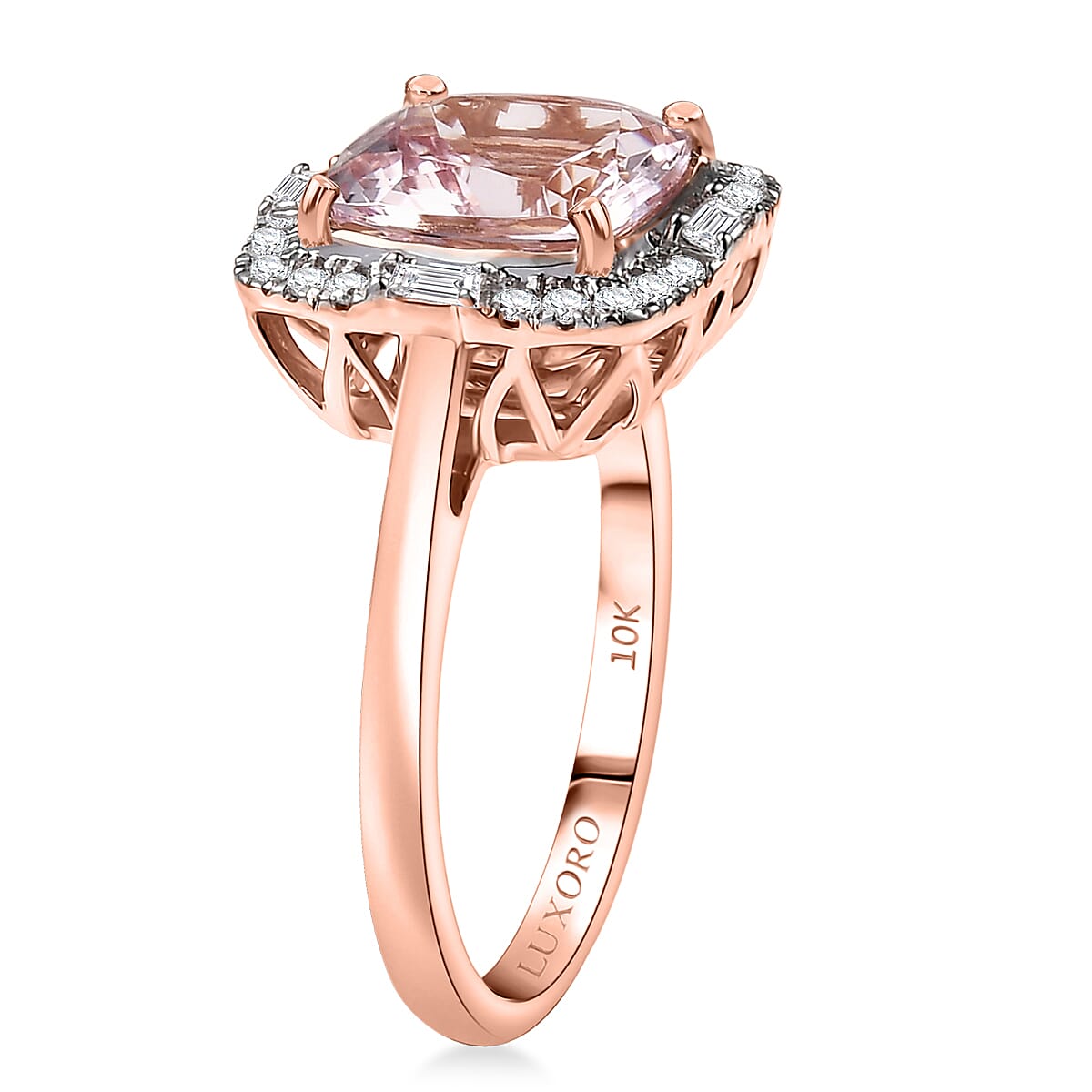 Doorbuster Certified & Appraised Luxoro Palmeiras Pink Morganite and Diamond I2 3.25 ctw Eternal Blush Ring in 10K Rose Gold (Size 10.0) image number 3