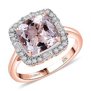 Certified Luxoro Palmeiras Pink Morganite, Diamond Ring in 10K Rose Gold 3.25 ctw (Size 5.0)