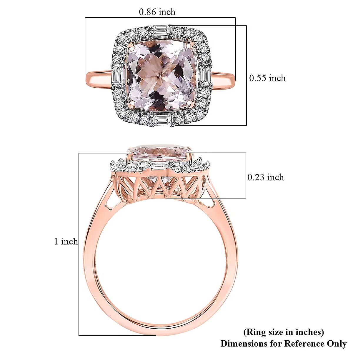 Certified Luxoro Palmeiras Pink Morganite, Diamond Ring in 10K Rose Gold 3.25 ctw (Size 5.0) image number 5