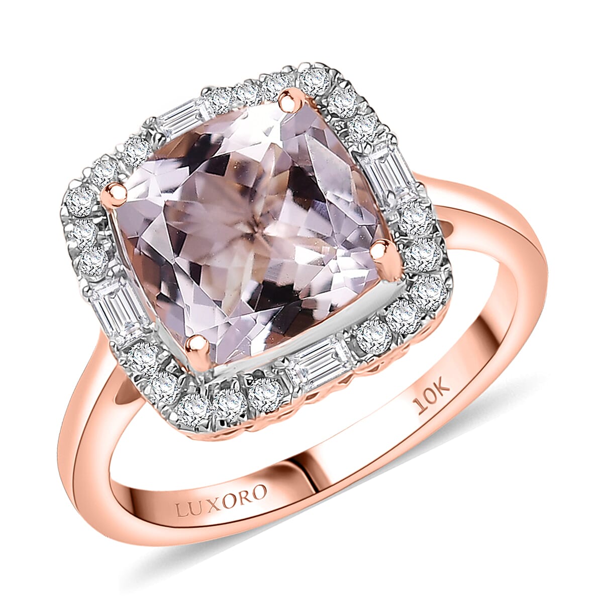 Doorbuster Certified & Appraised Luxoro Palmeiras Pink Morganite and Diamond I2 3.25 ctw Eternal Blush Ring in 10K Rose Gold (Size 7.0) image number 0