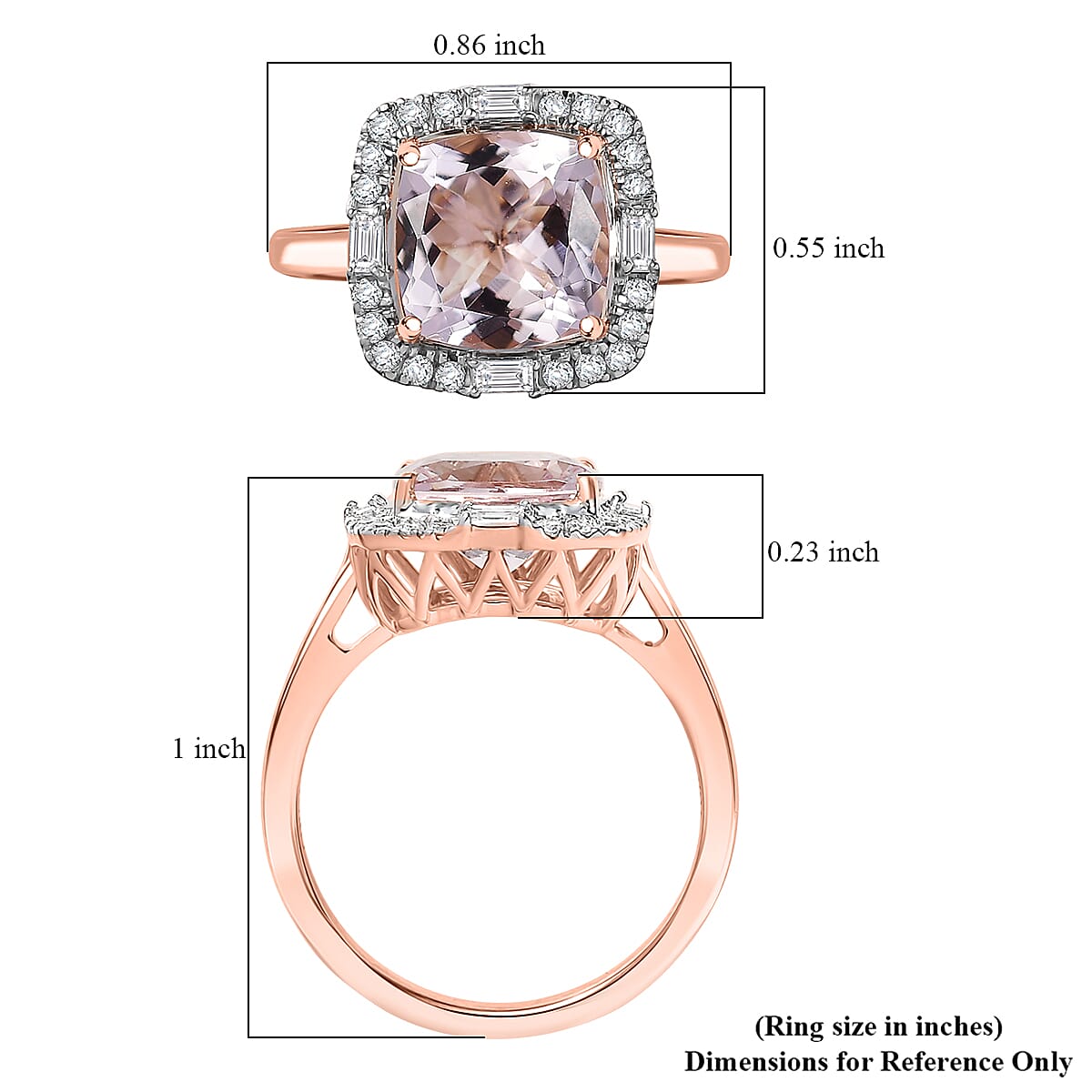 Doorbuster Certified & Appraised Luxoro Palmeiras Pink Morganite and Diamond I2 3.25 ctw Eternal Blush Ring in 10K Rose Gold (Size 7.0) image number 5