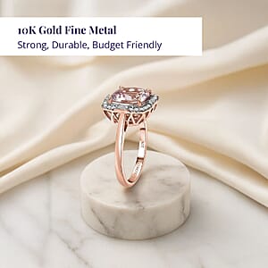 Certified Luxoro Palmeiras Pink Morganite, Diamond Ring in 10K Rose Gold 3.25 ctw (Size 9.0)
