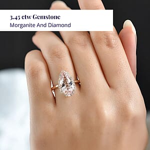  Certified & Appraised Luxoro Palmeiras Pink Morganite and Diamond I2 3.45 ctw Eternal Blush Ring in 10K Rose Gold (Size 7.0)