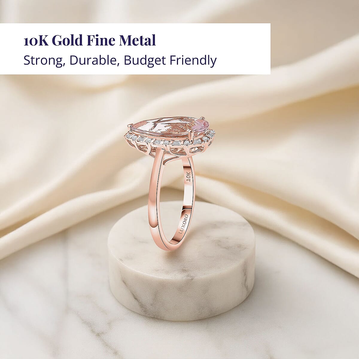 Doorbuster Certified & Appraised Luxoro Palmeiras Pink Morganite and Diamond I2 3.45 ctw Eternal Blush Ring in 10K Rose Gold (Size 9.0) image number 2
