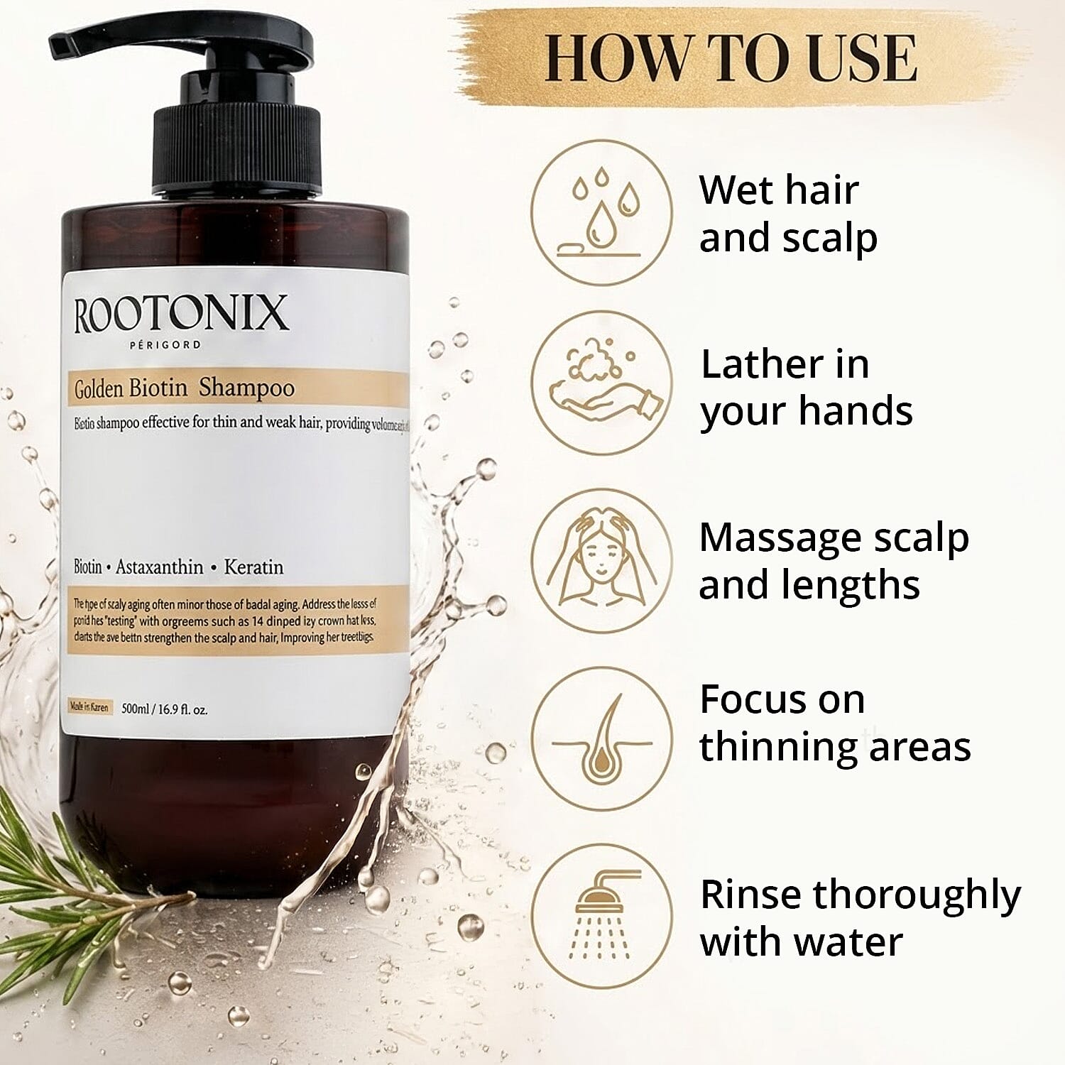 Rootonix Brown Golden Biotin Shampoo 500ml