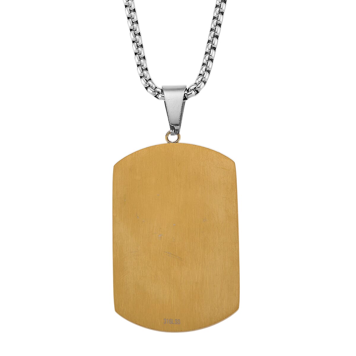 Hammered Cross Pendant Necklace in ION Plated YG and Stainless Steel (20-22 Inches)