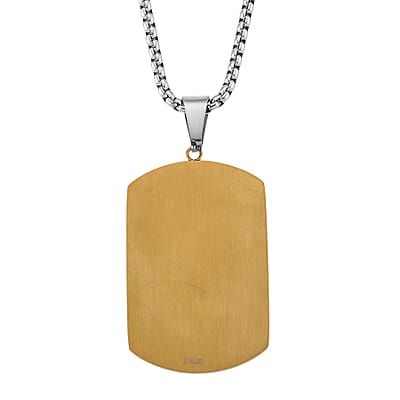 Hammered Cross Pendant Necklace in ION Plated YG and Stainless Steel (20-22 Inches)