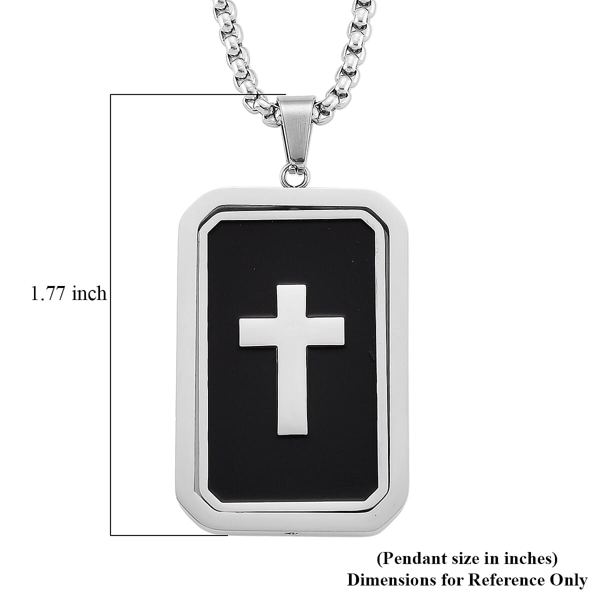 Simulated Diamond Reversible Cross Pendant Necklace (20-22 Inches) in Stainless Steel