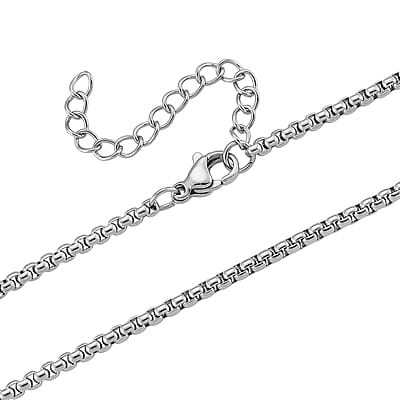 Simulated Diamond Rectangular Pendant Necklace (20-22 Inches) in Stainless Steel