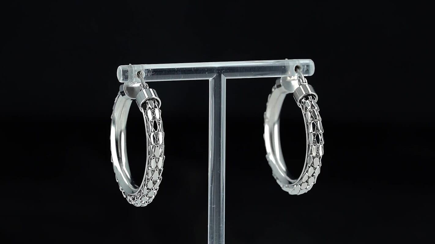Facet Hoop Earrings in Stainless Steel