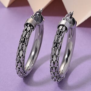 Facet Hoop Earrings in Stainless Steel