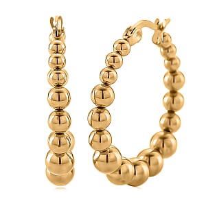 Beaded Hoop Earrings in ION Plated YG Stainless Steel