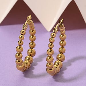 Beaded Hoop Earrings in ION Plated YG Stainless Steel