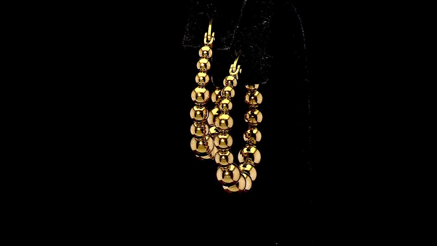 Beaded Hoop Earrings in ION Plated YG Stainless Steel
