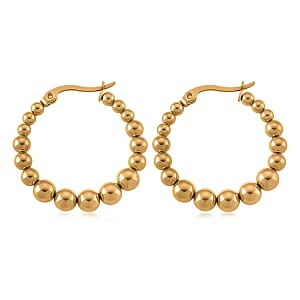 Beaded Hoop Earrings in ION Plated YG Stainless Steel