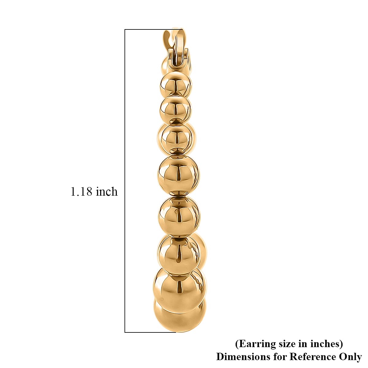 Beaded Hoop Earrings in ION Plated YG Stainless Steel image number 5