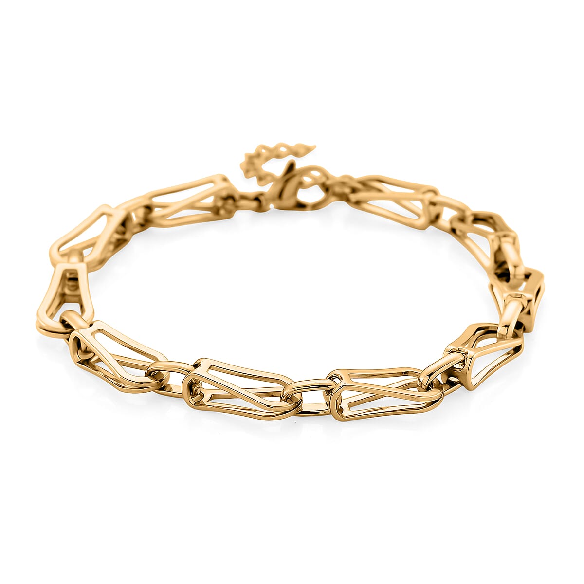 Interlocking Chain Bracelet in ION Plated YG Stainless Steel (7.50-9.0In) image number 0
