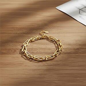 Interlocking Chain Bracelet in ION Plated YG Stainless Steel (7.50-9.0In)