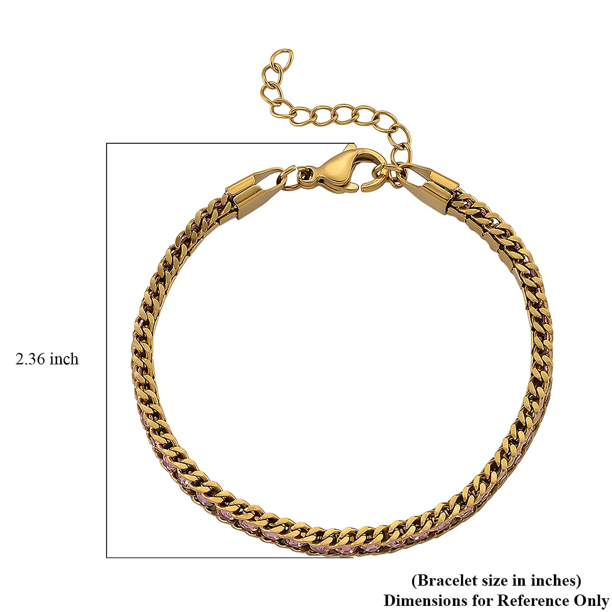 Pink Austrian Crystal Bracelet in ION Plated YG Stainless Steel (7.50 In) image number 5