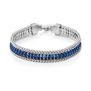Blue Austrian Crystal Bracelet in Stainless Steel (7.5-9.0In)
