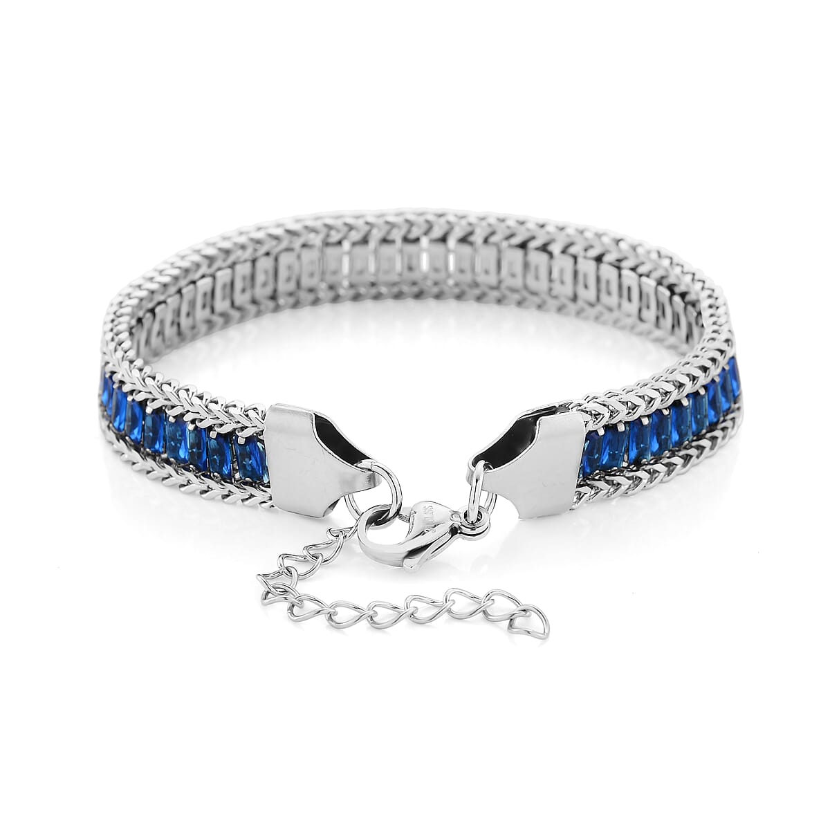 Blue Austrian Crystal Bracelet in Stainless Steel (7.5-9.0In) image number 3