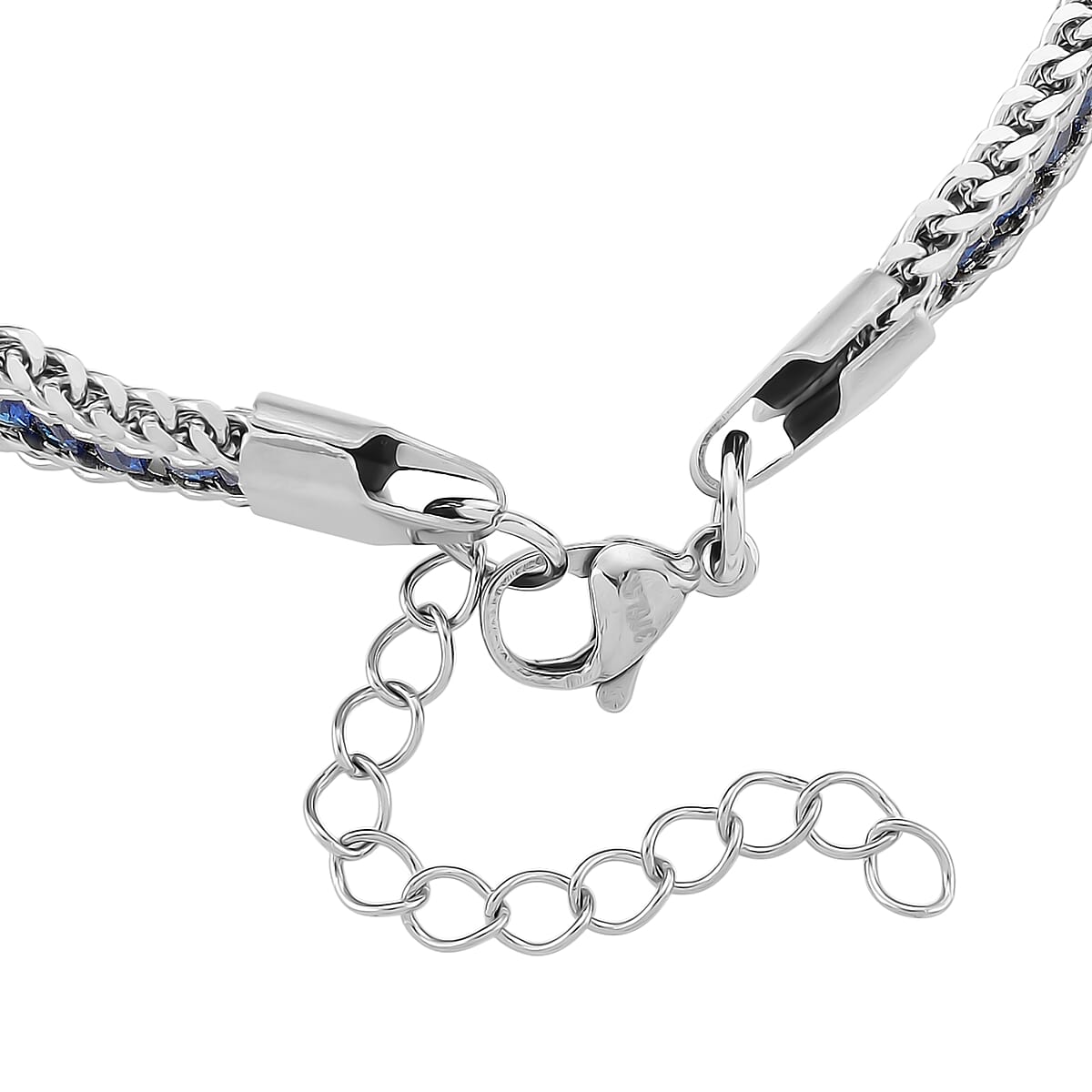 Blue Austrian Crystal Bracelet in Stainless Steel (7.5-9.0In) image number 4