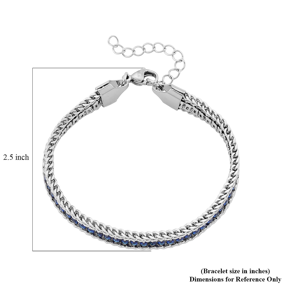 Blue Austrian Crystal Bracelet in Stainless Steel (7.5-9.0In) image number 5