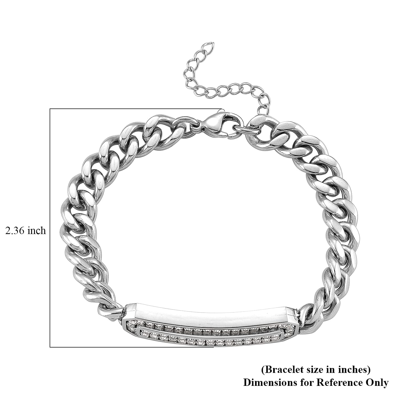 Simulated Diamond Bracelet in Stainless Steel (7.5-9.0In)