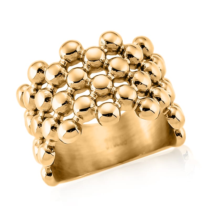 Bubble Shape Dome Steel Ring in ION Plated YG Stainless Steel (Size 10.0)