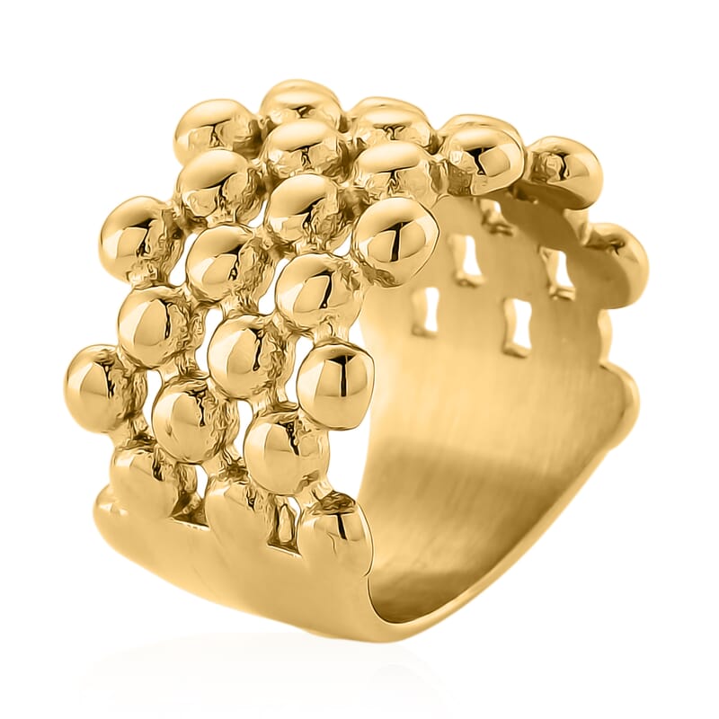 Bubble Shape Dome Steel Ring in ION Plated YG Stainless Steel (Size 10.0)