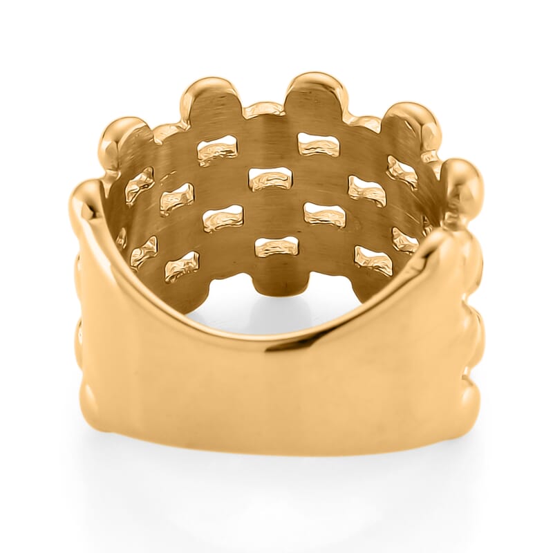 Bubble Shape Dome Steel Ring in ION Plated YG Stainless Steel (Size 10.0)