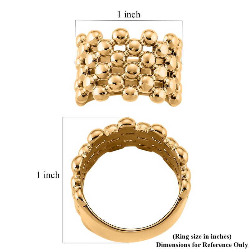 Bubble Shape Dome Steel Ring in ION Plated YG Stainless Steel (Size 10.0)