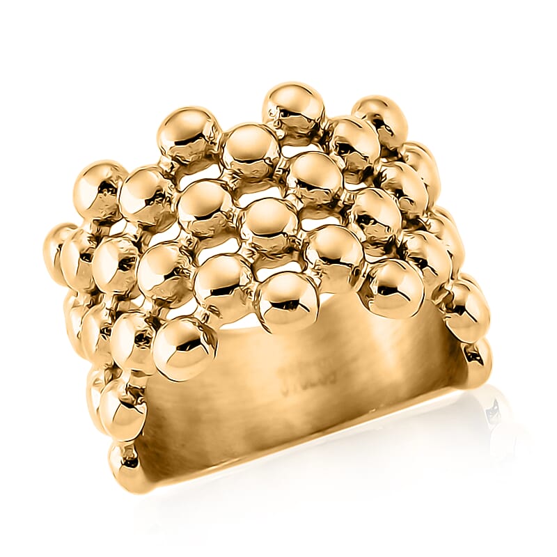 Bubble Shape Dome Steel Ring in ION Plated YG Stainless Steel (Size 8.0)
