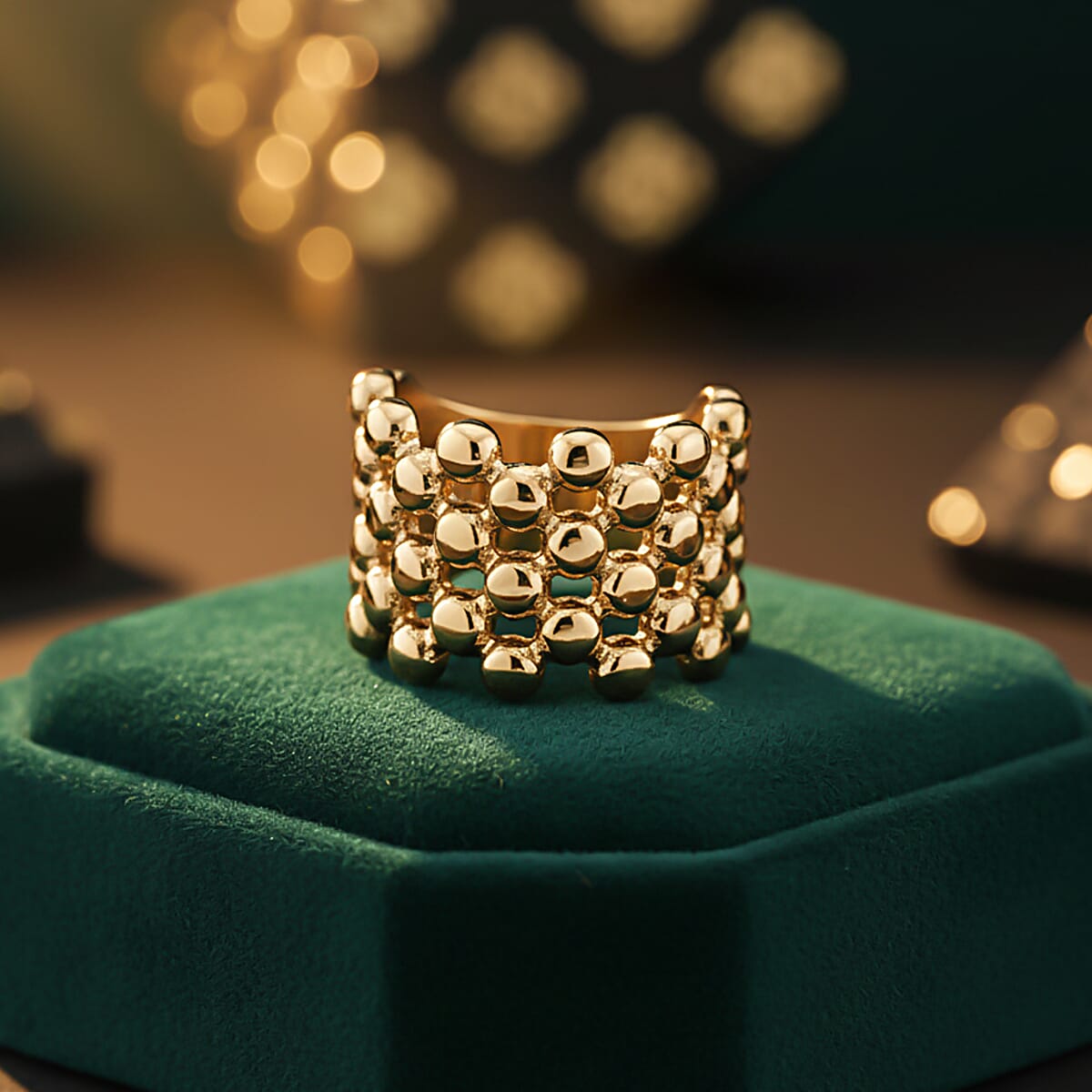 Bubble Shape Dome Steel Ring in ION Plated YG Stainless Steel (Size 8.0) image number 1