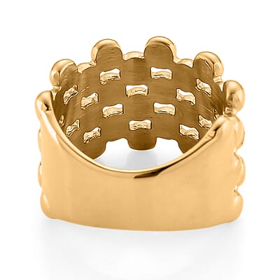 Bubble Shape Dome Steel Ring in ION Plated YG Stainless Steel (Size 8.0)