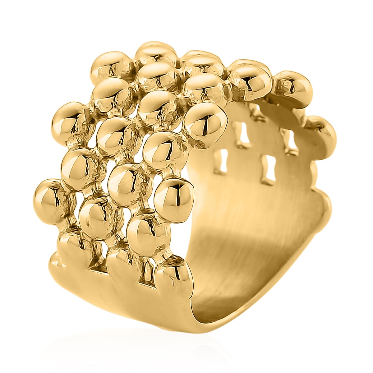 Bubble Shape Dome Steel Ring in ION Plated YG Stainless Steel (Size 9.0) image number 3