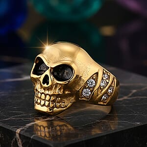 Simulated Diamond Ring in ION Plated YG Stainless Steel 0.30 ctw (Size 8.0)