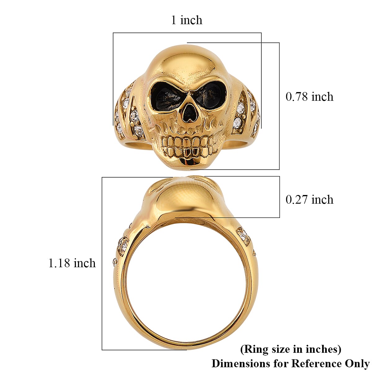 Simulated Diamond Ring in ION Plated YG Stainless Steel 0.30 ctw (Size 9.0)