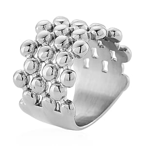 Bubble Shape Dome Steel Ring in Stainless Steel (Size 6.0)