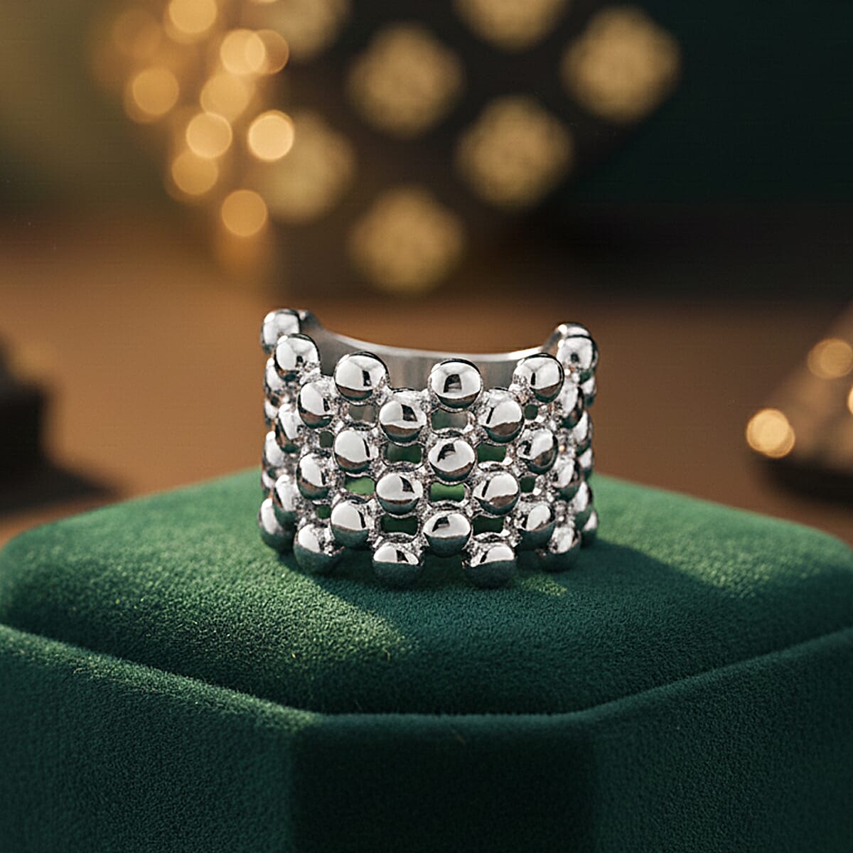 Bubble Shape Dome Steel Ring in Stainless Steel (Size 7.0) image number 1